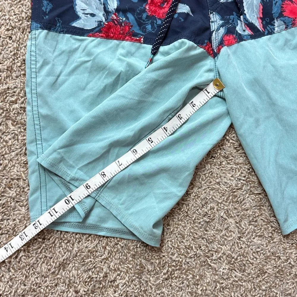 Quicksilver Blue & Green Floral Board Shorts